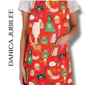 : : DANICA JUBILEE 100% Cotton Cat Print Holiday Apron : :
